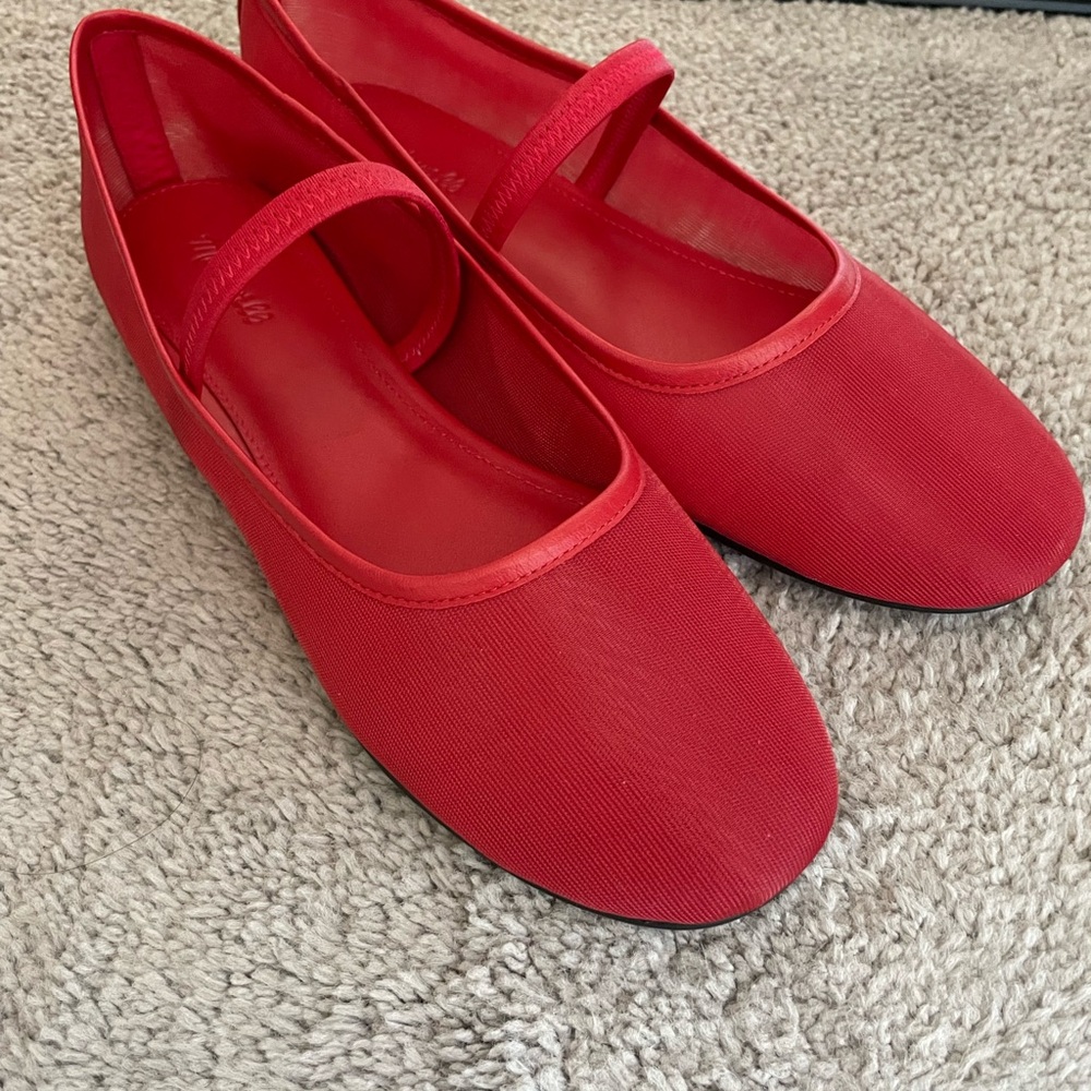 Red Women's Ballet Flats- mesh style